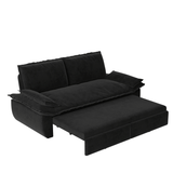 73.2" Queen Pull Out Sofa Bed,3-in-1 Convertible Sleeper Sofa,Multi-Functional Velvet Loveseat Bed,Black(Old Sku:W1885S00050/W1885S00195)