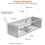 Dual Door Rat Trap Cage Humane with 2 Detachable U Shape Rod