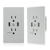 Dual Plug Electric Wall Socket Adapter 2 Usb Port Outlet Panel Switch