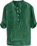 Mens Short-sleeved Loose-fit Linen Shirt