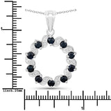1.30 Carat Genuine Blue Sapphire and White Topaz .925 Sterling Silver Pendant