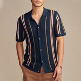 Men's Casual Hollow-out Knitted POLO Cardigan