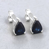 1.60 Carat Genuine Blue Sapphire 10K White Gold Earrings