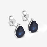 1.60 Carat Genuine Blue Sapphire 10K White Gold Earrings