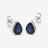 1.60 Carat Genuine Blue Sapphire 10K White Gold Earrings