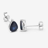 1.60 Carat Genuine Blue Sapphire 10K White Gold Earrings