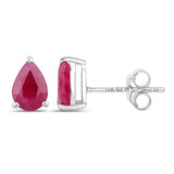 1.60 Carat Genuine Ruby 14K White Gold Earrings