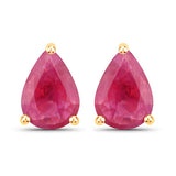 1.60 Carat Genuine Ruby 14K Yellow Gold Earrings
