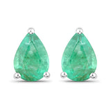 1.30 Carat Genuine Zambian Emerald 14K White Gold Earrings