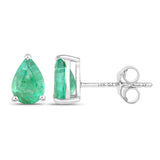 1.30 Carat Genuine Zambian Emerald 14K White Gold Earrings