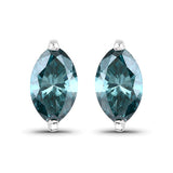 0.69 Carat Genuine Blue Diamond 14K White Gold Earrings