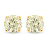 1.12 Carat Genuine LB Diamond 14K Yellow Gold Earrings