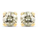0.98 Carat Genuine LB Diamond 14K Yellow Gold Earrings