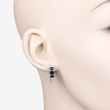 1.66 Carat Genuine Blue Sapphire and White Topaz .925 Sterling Silver Earrings