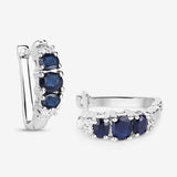 1.66 Carat Genuine Blue Sapphire and White Topaz .925 Sterling Silver Earrings