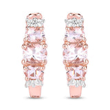 1.32 Carat Genuine Morganite and White Topaz .925 Sterling Silver Earrings
