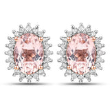 1.61 Carat Genuine Morganite and White Diamond 14K Rose Gold Earrings