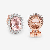 1.61 Carat Genuine Morganite and White Diamond 14K Rose Gold Earrings