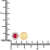 1.22 Carat Genuine Ruby and White Diamond 14K Yellow Gold Earrings