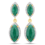 4.21 Carat Dyed Emerald and White Diamond .925 Sterling Silver Earrings