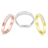 10K Yellow, White and Rose Gold over .925 Sterling Silver 5/8 Cttw Diamond Channel-Set Stackable Band Ring Set (H-I Color, I1-I2 Clarity) - Size 6 3/4