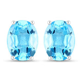 4.00 Carat Genuine Swiss Blue Topaz .925 Sterling Silver Earrings