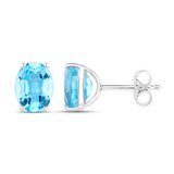 4.00 Carat Genuine Swiss Blue Topaz .925 Sterling Silver Earrings