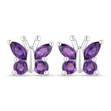1.00 Carat Genuine Amethyst .925 Sterling Silver Earrings