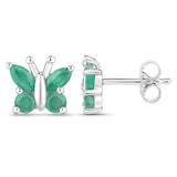 0.88 Carat Genuine Emerald .925 Sterling Silver Earrings