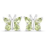 1.00 Carat Genuine Peridot .925 Sterling Silver Earrings