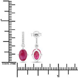 1.75 Carat Genuine Ruby and White Diamond 10K White Gold Earrings