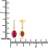1.75 Carat Genuine Ruby and White Diamond 10K Yellow Gold Earrings