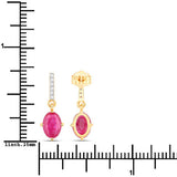 1.75 Carat Genuine Ruby and White Diamond 14K Yellow Gold Earrings