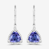 4.61 Carat Genuine Tanzanite and White Diamond 14K White Gold Earrings