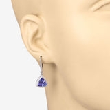 4.61 Carat Genuine Tanzanite and White Diamond 14K White Gold Earrings