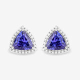 4.62 Carat Genuine Tanzanite and White Diamond 14K White Gold Earrings