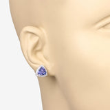 3.82 Carat Genuine Tanzanite and White Diamond 14K White Gold Earrings