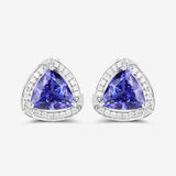 3.70 Carat Genuine Tanzanite and White Diamond 14K White Gold Earrings