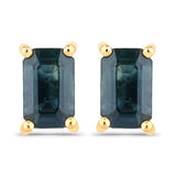 0.80 Carat Genuine Blue Sapphire 14K Yellow Gold Earrings