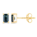 0.80 Carat Genuine Blue Sapphire 14K Yellow Gold Earrings