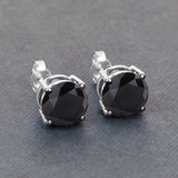3.48 Carat Genuine Black Diamond 14K White Gold Earrings