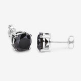 4.91 Carat Genuine Black Diamond 14K White Gold Earrings