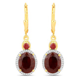 6.98 Carat Dyed Ruby and White Diamond .925 Sterling Silver Earrings