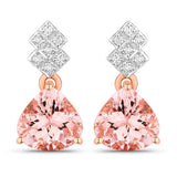 3.31 Carat Genuine Morganite and White Diamond 14K Rose Gold Earrings
