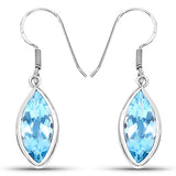 9.76 Carat Genuine Blue Topaz .925 Sterling Silver Earrings