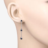 0.66 Carat Genuine Blue Sapphire .925 Sterling Silver Earrings