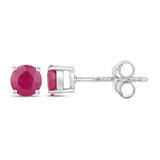 0.86 Carat Genuine Ruby 14K White Gold Earrings