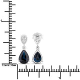 2.76 Carat Genuine Blue Sapphire and White Diamond 14K White Gold Earrings