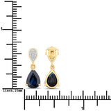 2.76 Carat Genuine Blue Sapphire and White Diamond 14K Yellow Gold Earrings