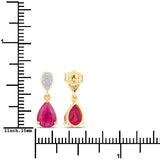 2.46 Carat Genuine Ruby and White Diamond 10K Yellow Gold Earrings